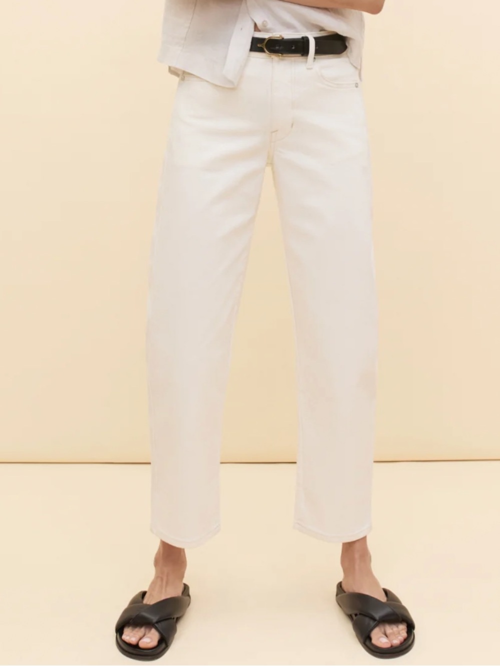 AYR The Knockout Barrel Leg Jean Cream Soda Ecru Off White Denim Women’s Size 27